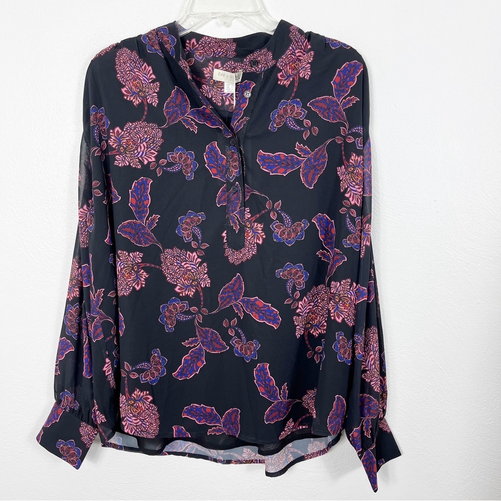 See U Soon Paisley Printed Split Neck Blouse - Picture 1 of 7
